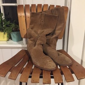 Brown Suede Frye Knee High Slouchy Boots